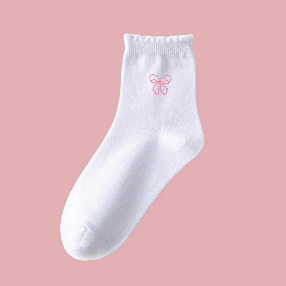 5 paires de chaussettes athlétiques à volants pour filles/enfants, conception d'arc Adorable, chauss
