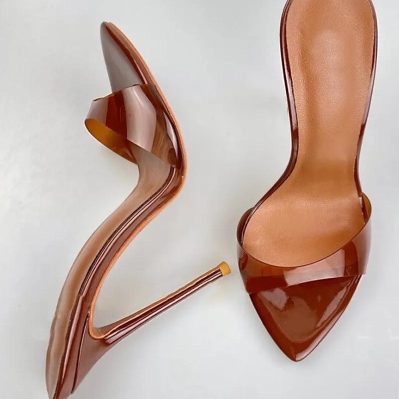 Pantoufles en PVC à Talons Hauts et Pointus pour Femme, Chaussures à Talons Aiguilles, Disponible en