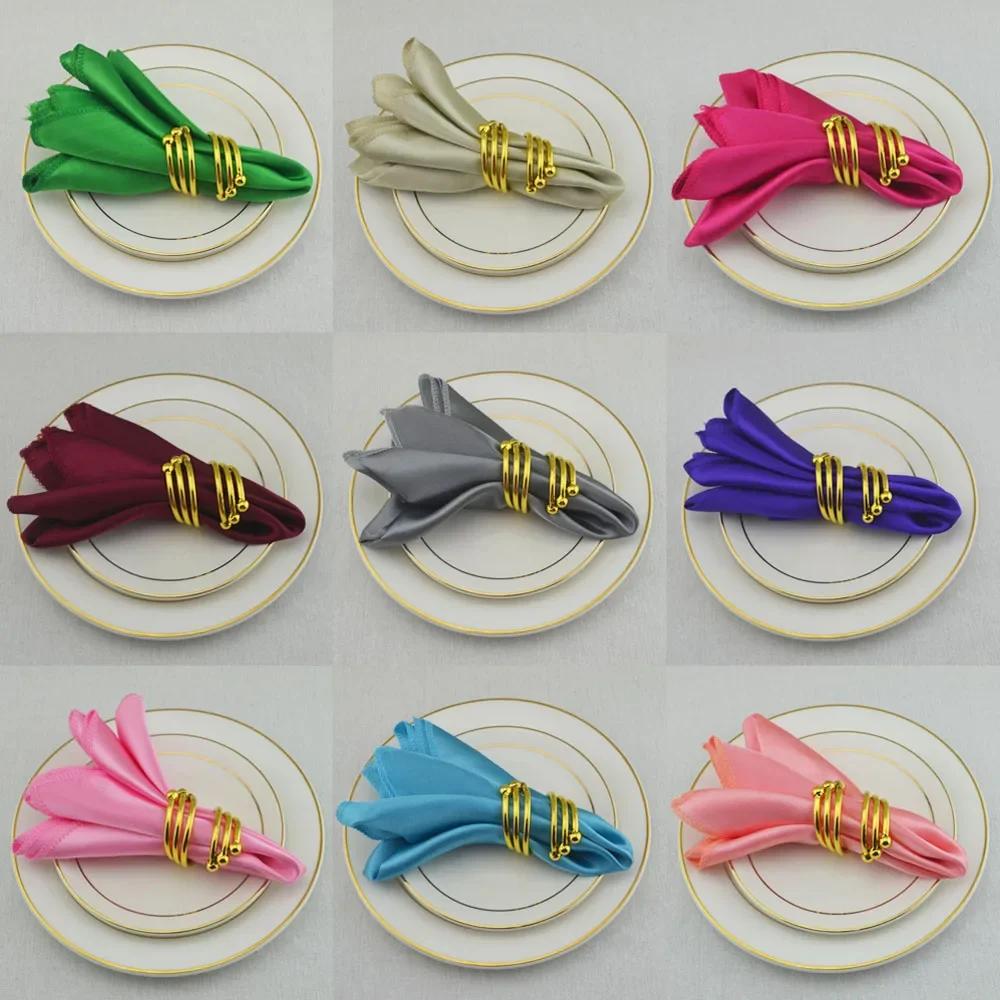 Serviettes en Satin pour Décoration de Mariage, Anniversaire, ixde Noël, Grill, Torchon, Mouchoir, F