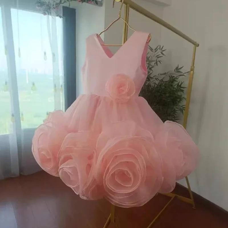 Robe de performance pour filles 2026, nouvelle tendance rose sans manches, pour événements formels,