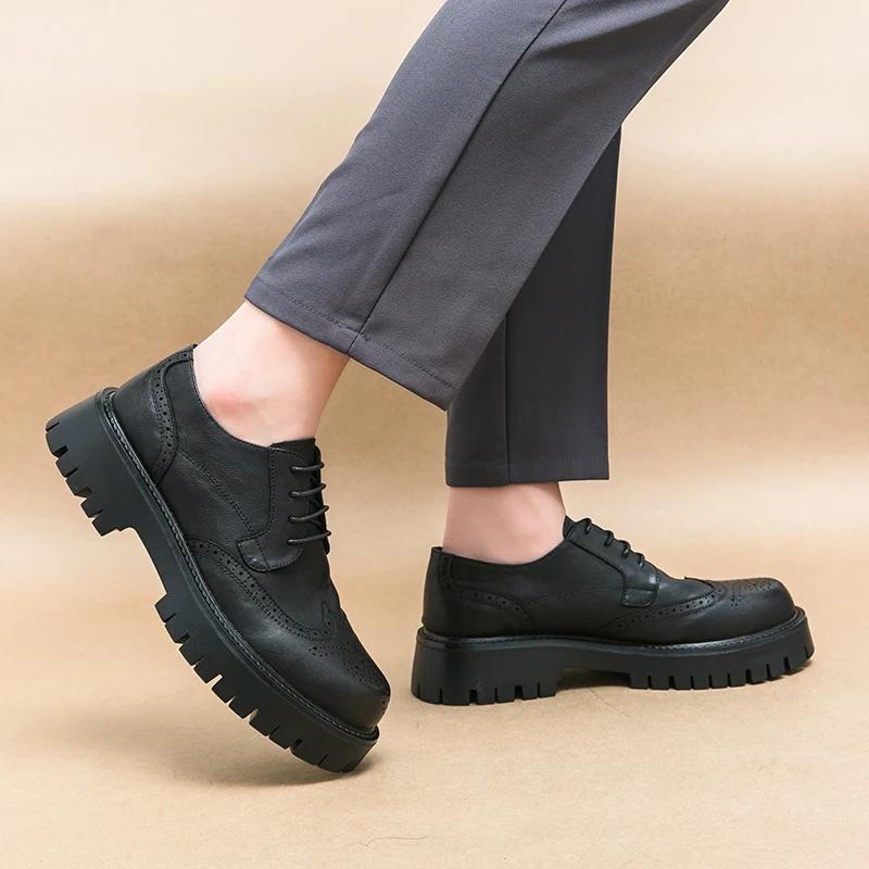 Chaussures Oxford à fond épais de marque de luxe, chaussures de sécurité d'extérieur à lacets, chaus