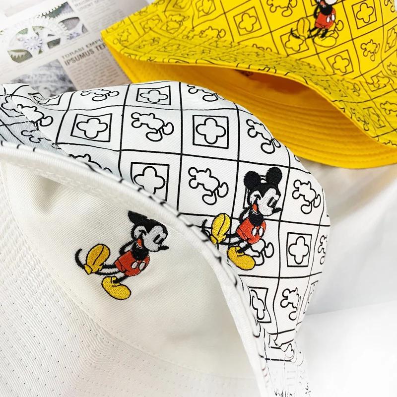 Chapeau de pêcheur universel Mickey Mouse, dessin animé, impression recto-verso, casquette en coton,