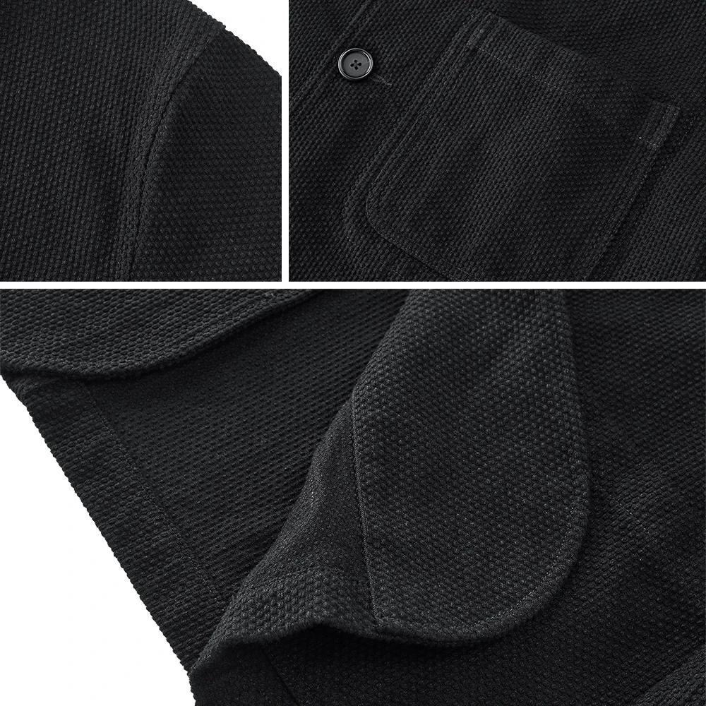 Vintage lourd Kendo veste hommes automne hiver nouveau coton revers multi-poches ample encre teint v