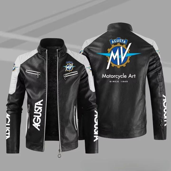 【Taille européenne】Augusta Mv moto Logo veste de mode Pu haut de gamme veste en cuir décontractée po