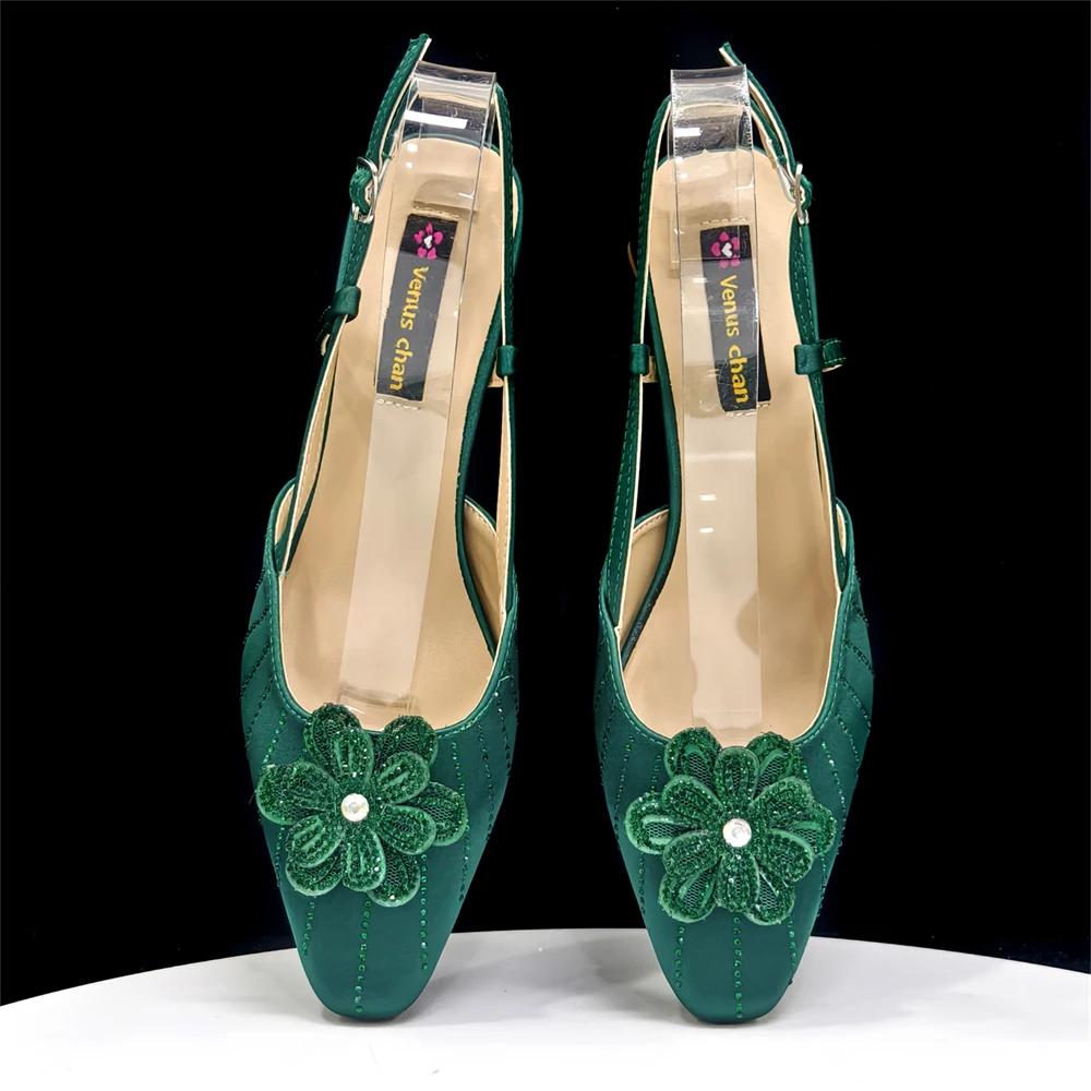 Escarpins et sac italiens pour fête, Style INS, bout pointu, strass, talons hauts élégants, couleur