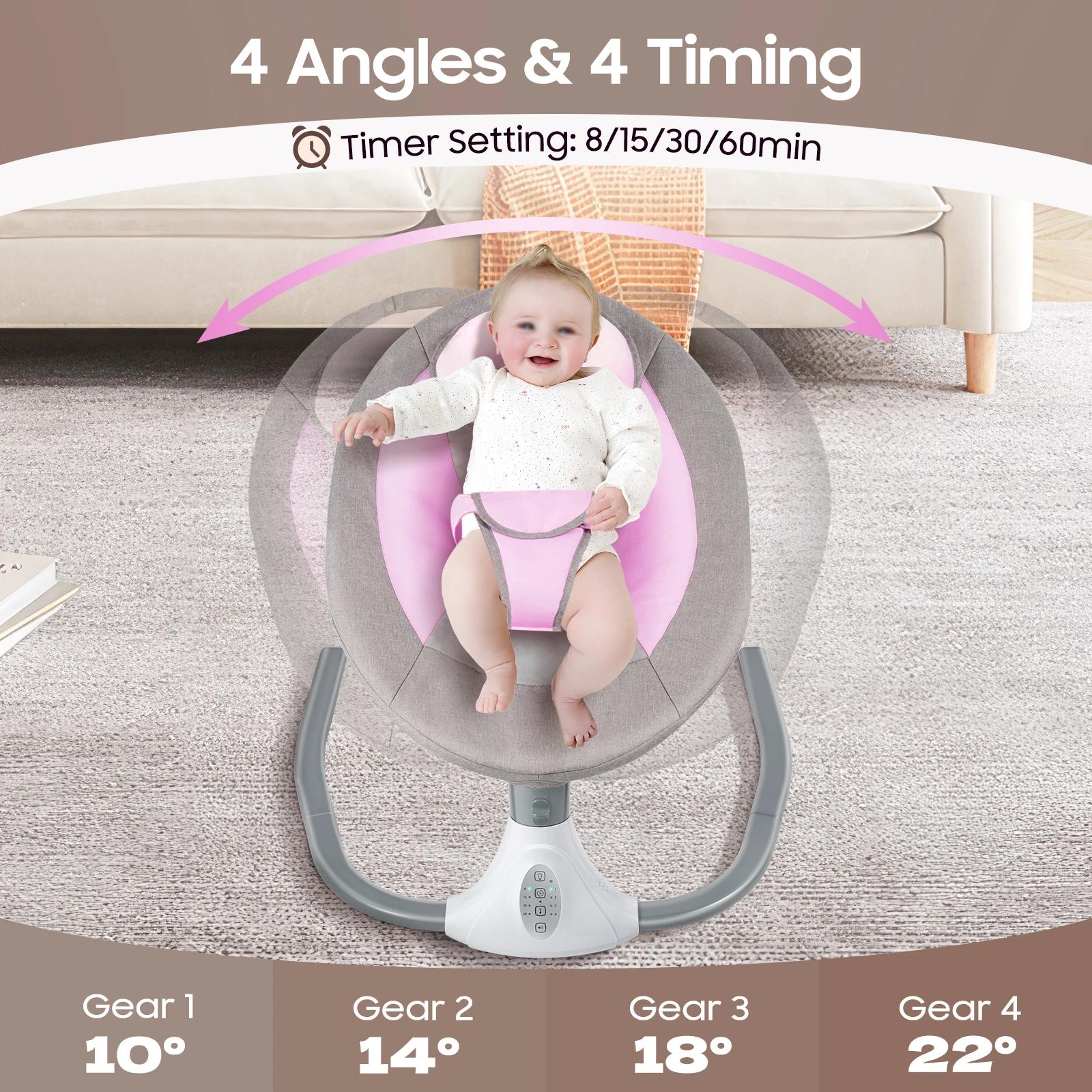 Balançoires pour bébés, balançoire pour nourrissons à 4 vitesses, 12 berceuses, balançoire électriqu