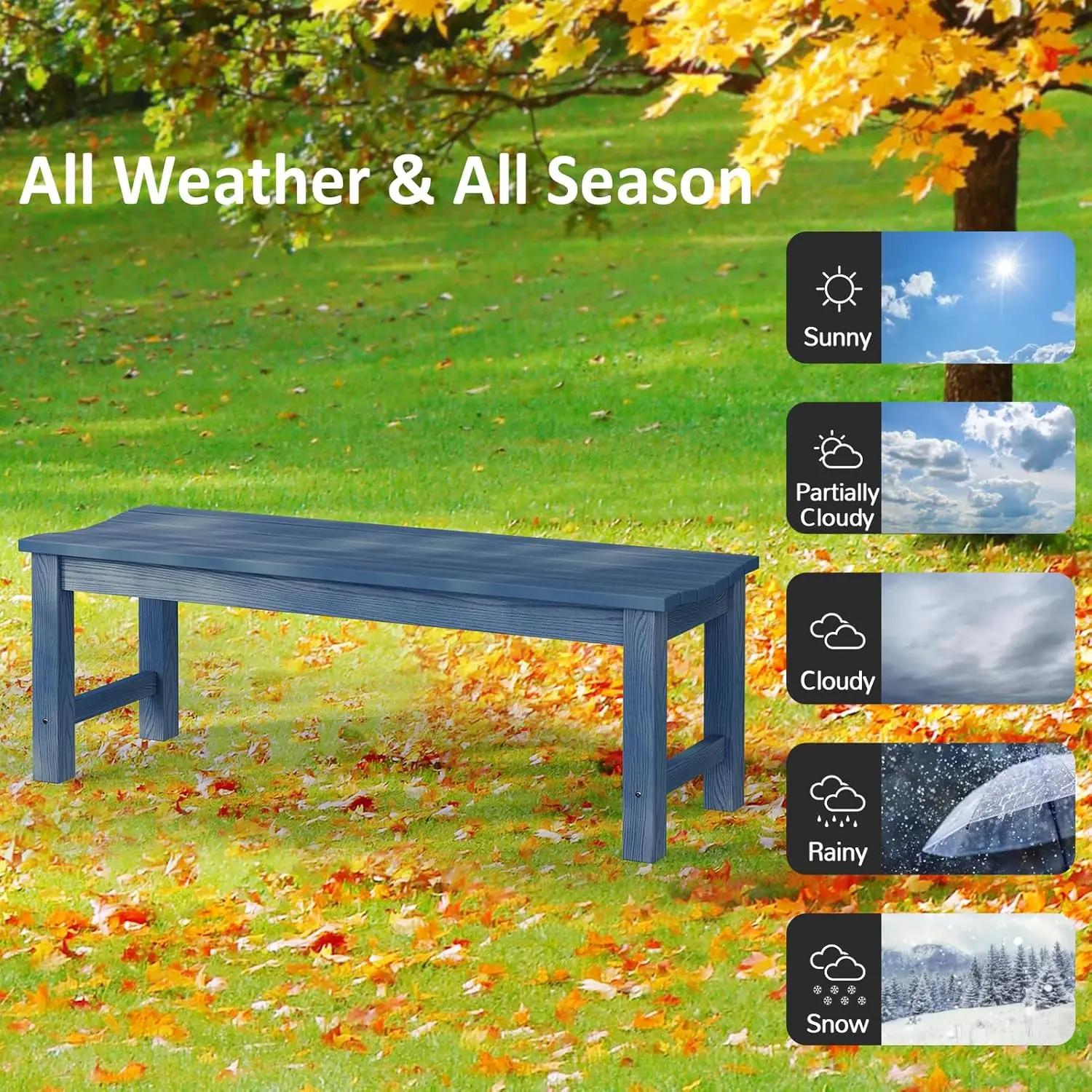 Banc de jardin sans dossier, résistant aux intempéries, 2 places, 800 lb, pour cour, véranda, terras