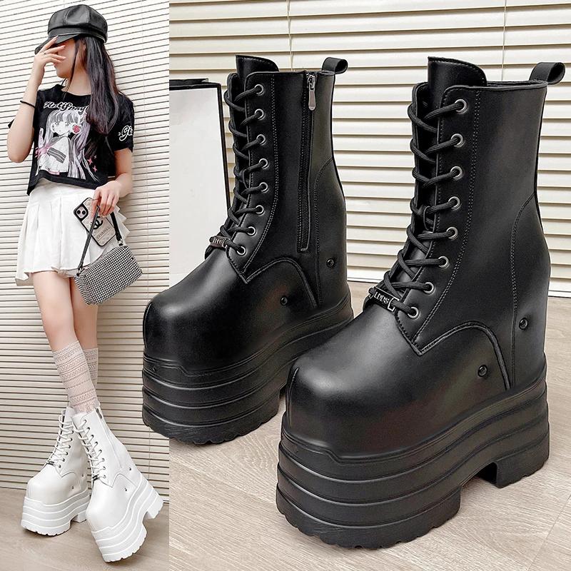 Talons Ultra hauts ~ bottes rehaussantes de 24cm pour femmes, nouvelles bottes courtes de grande tai