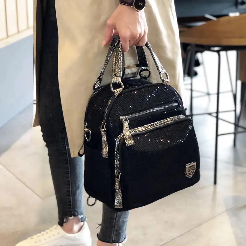 2025 version coréenne nouveau sac à dos femmes sac à main sequin mode voyage sac à dos multifonction