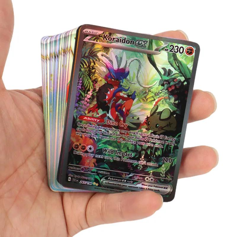 Nouvelles cartes Pokémon holographiques Scarlet Violet 80Vmax 20EX en anglais, cartes à collectionne