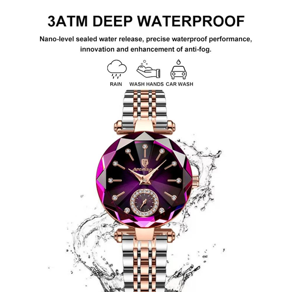 POEDAGAR luxe élégant dames montre-bracelet étanche en acier inoxydable montres à Quartz pour femme