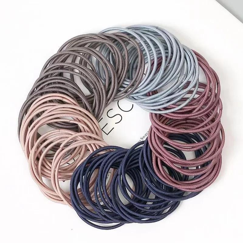 100 pièces/ensemble femmes 3.5CM bandes de cheveux élastiques en Nylon de base queue de cheval cheve