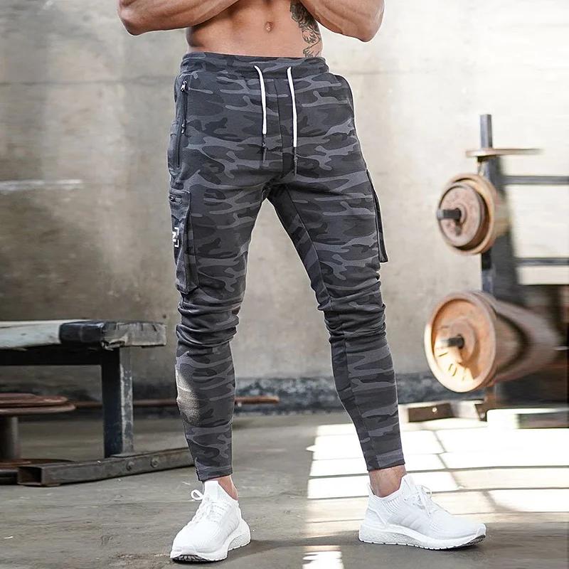 Pantalon d'entraînement multi-poches pour hommes, pantalon de survêtement de Jogging en coton, Camou