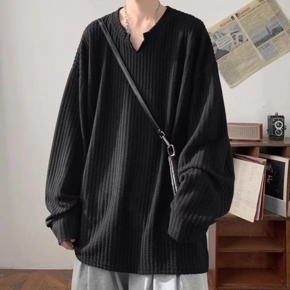 Automne nouveau coréen Streetwear T-shirt pour hommes marque de mode Hip Hop Baggy hauts décontracté