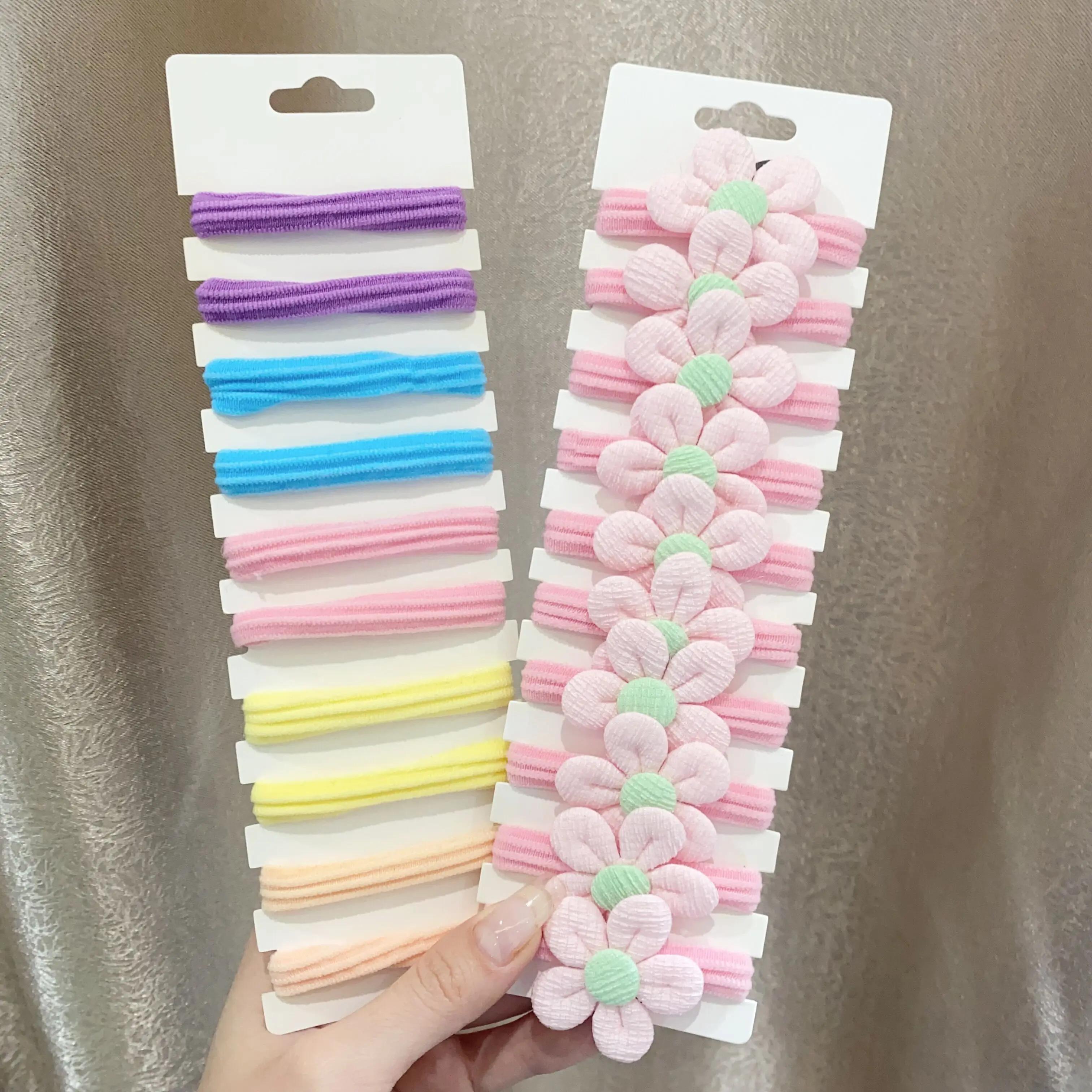 10 pièces filles mignonnes en Nylon fleur cheveux cravates bonbons élastique arc bandes de cheveux t