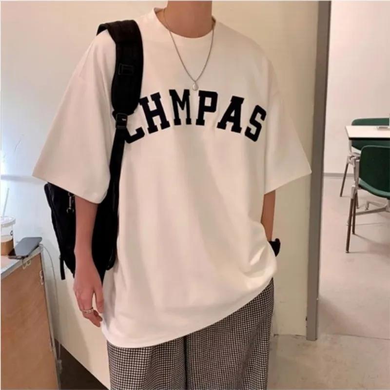 M-8XL hommes surdimensionné mode coréenne ample américain Vintage lettre imprimer à manches courtes