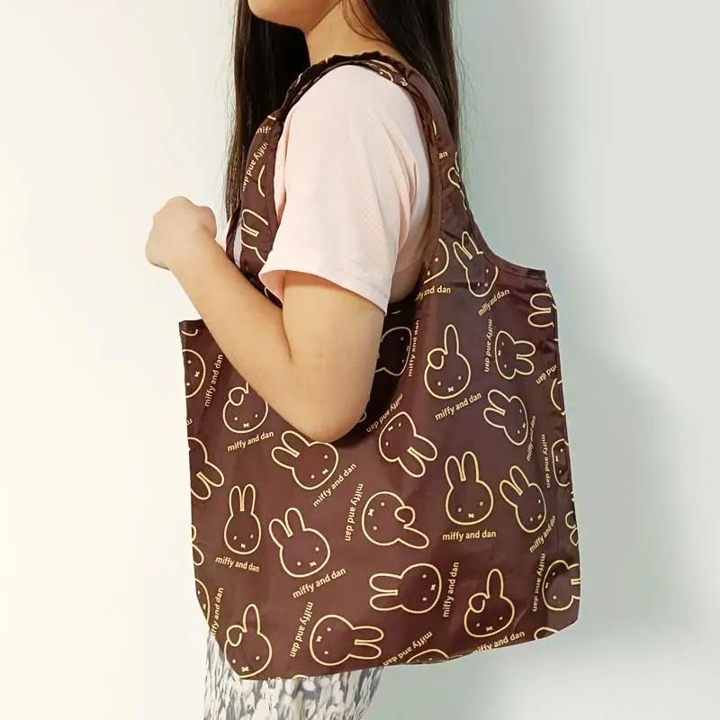 Kawaii Miffy sac à provisions mignon lapin haute capacité pliable Portable Shopping sac fourre-tout