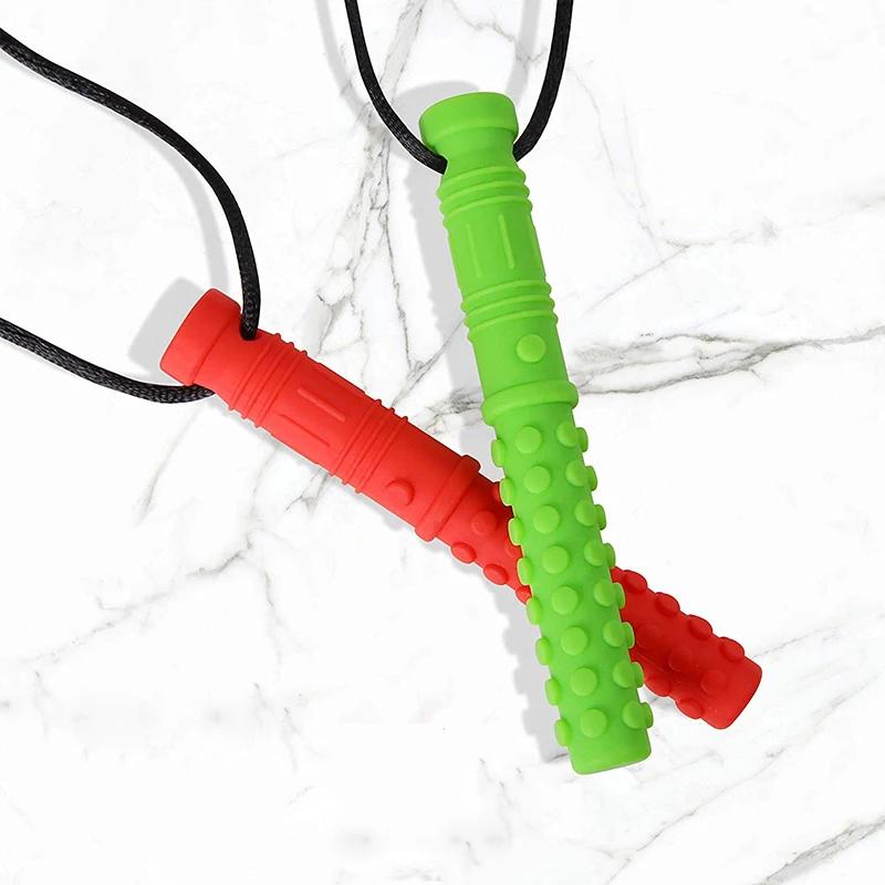 Collier à mâcher en silicone sensoriel pour bébé - 6 anneaux de dentition - Outil oral pour autisme et TDAH