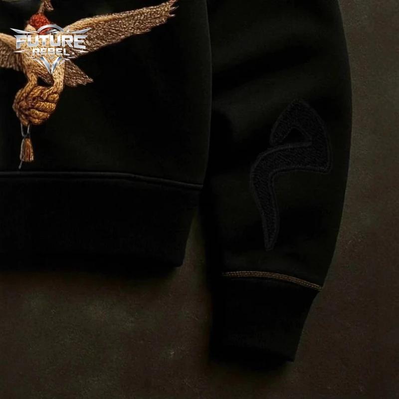 Sweat-shirt à capuche unisexe avec imprimé Desert Eagle Y2K, streetwear, motif brodé, culture Haraju