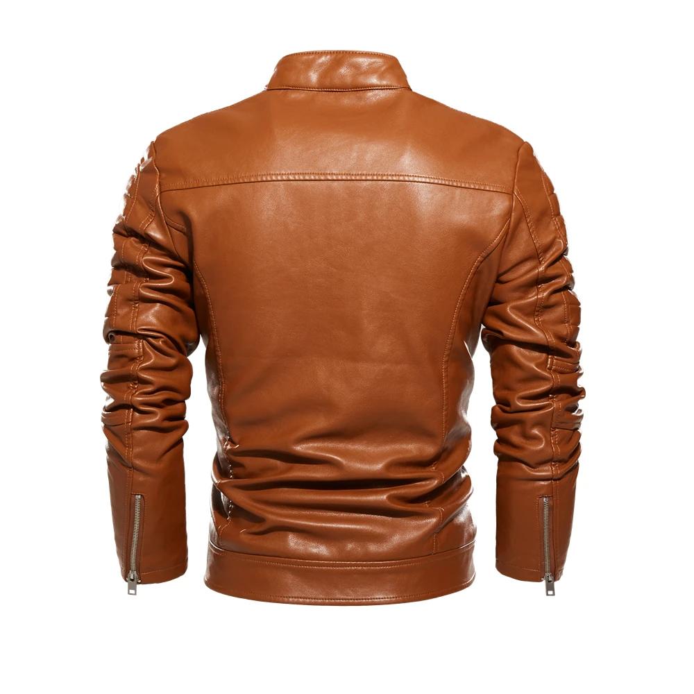 Vestes en cuir pour hommes automne décontracté moto veste en polyuréthane Biker manteaux en cuir mar