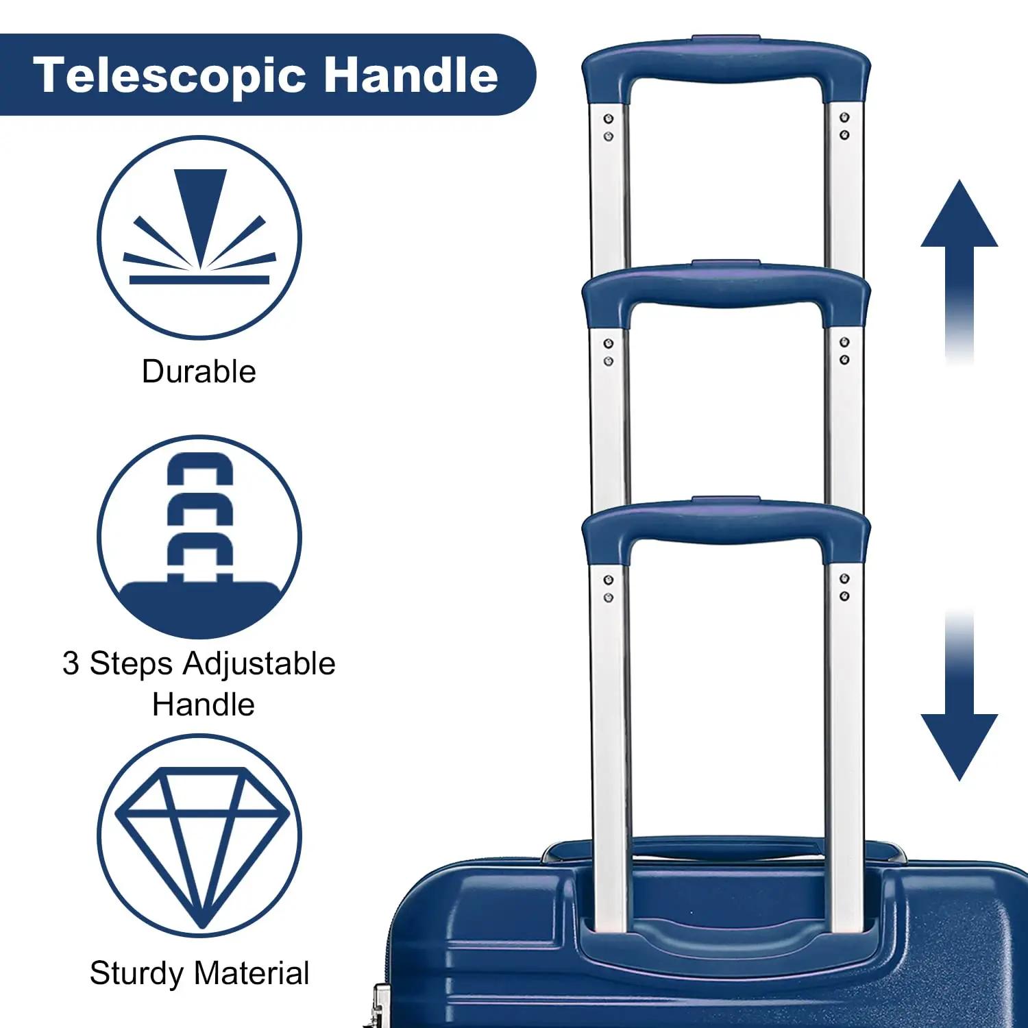 Valise de cabine rigide en PC léger, valise de voyage britannique, 4 roues tournantes, valise à main