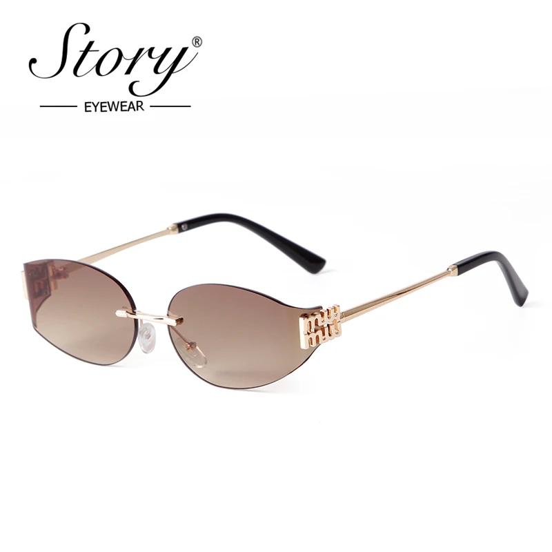 STcocktail-Lunettes de soleil ovales sans monture pour femmes et hommes, monture argentée, nickel é