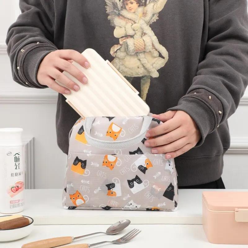 Sac à lunch isotherme de dessin animé pour enfants, sac à bento portable, fourre-tout de pique-nique
