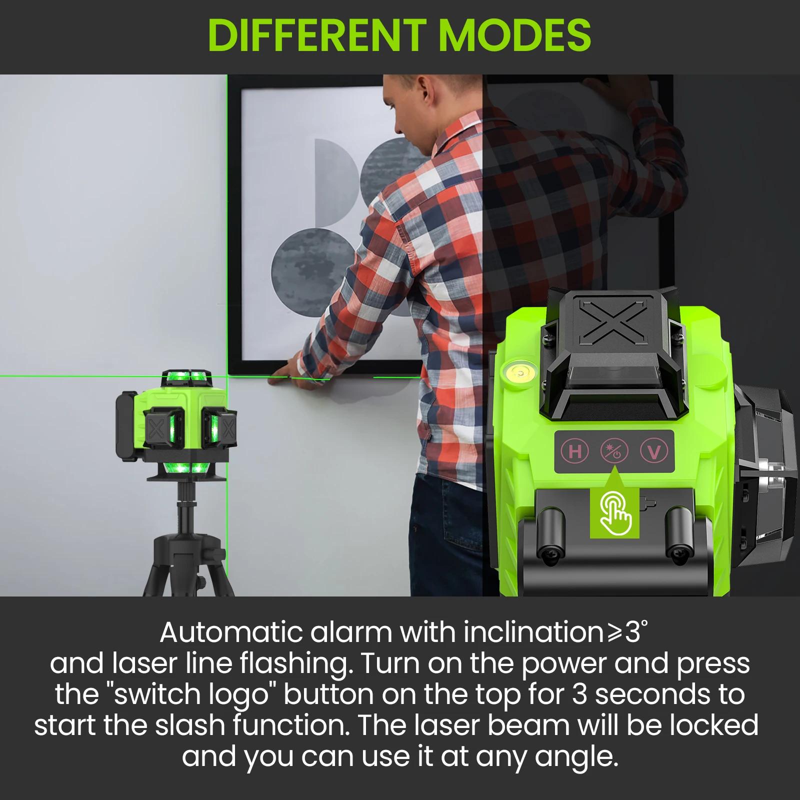 Niveau Laser 4D 16 lignes, ligne verte, auto-nivelant 360 horizontal et vertical, niveau Laser Super