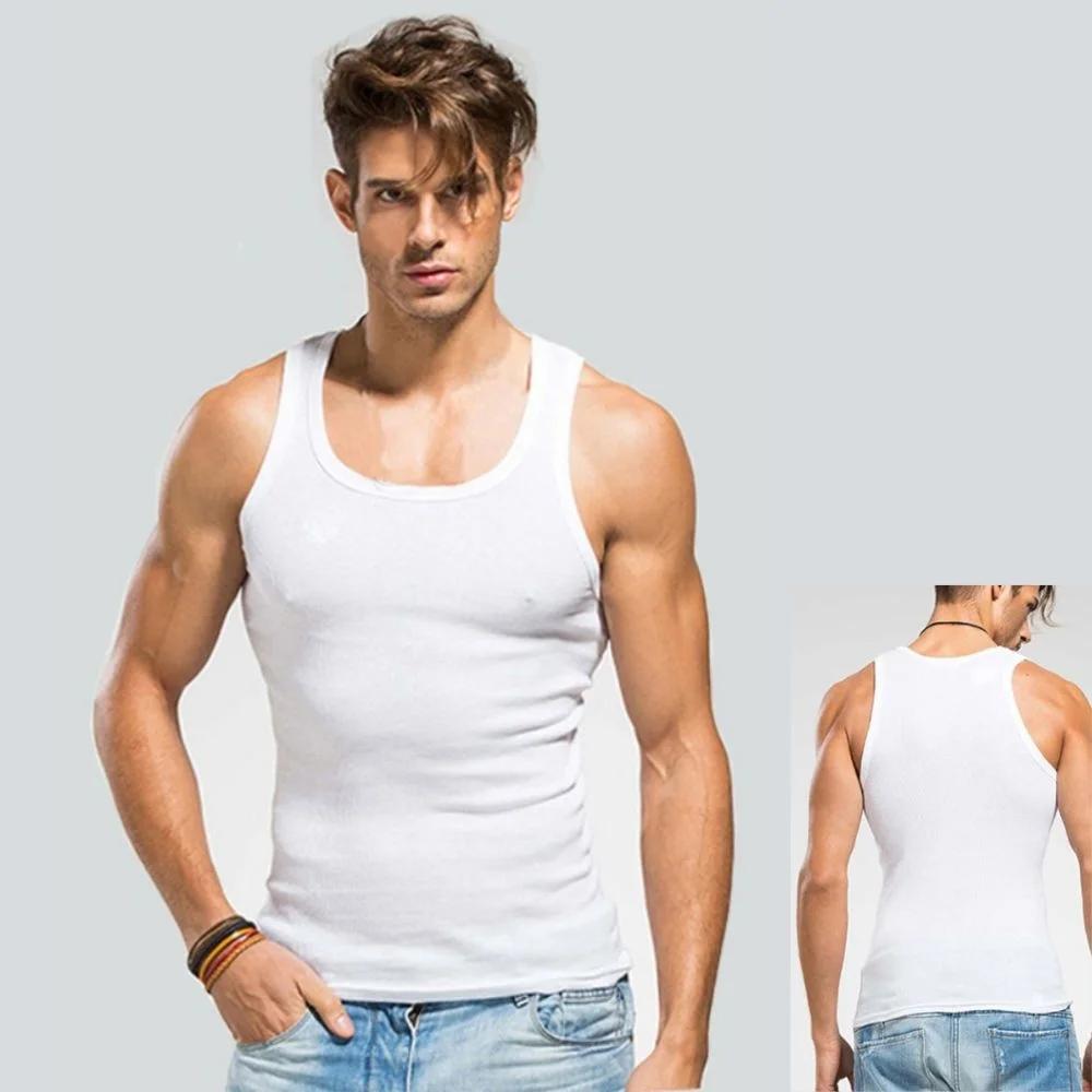 Été chaud grande taille hommes vêtements débardeurs 100% pur coton sans manches Fitness T-shirt élas