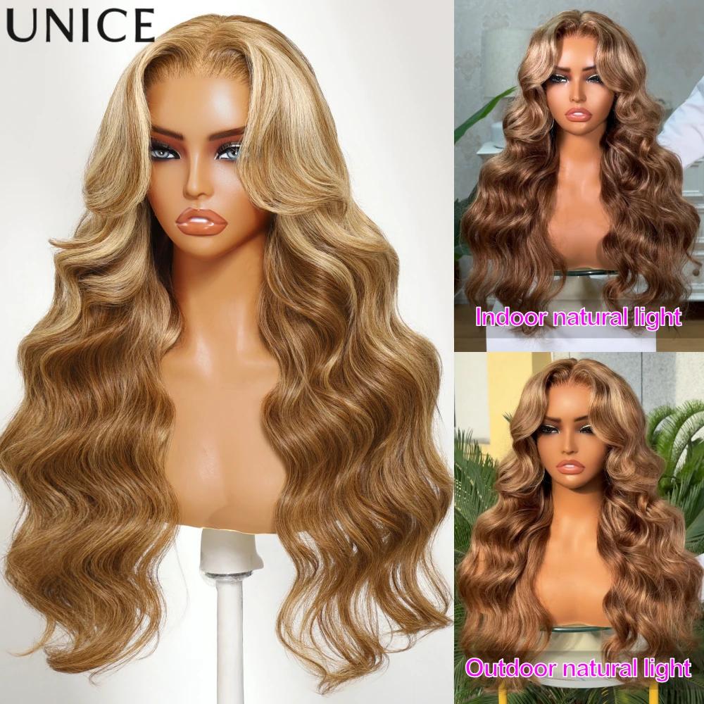 UNice 7x5 Bye-Bye Knots & 13x4 Pre Everything Perruque Lace Frontale en Cheveux Humains Blond Miel O