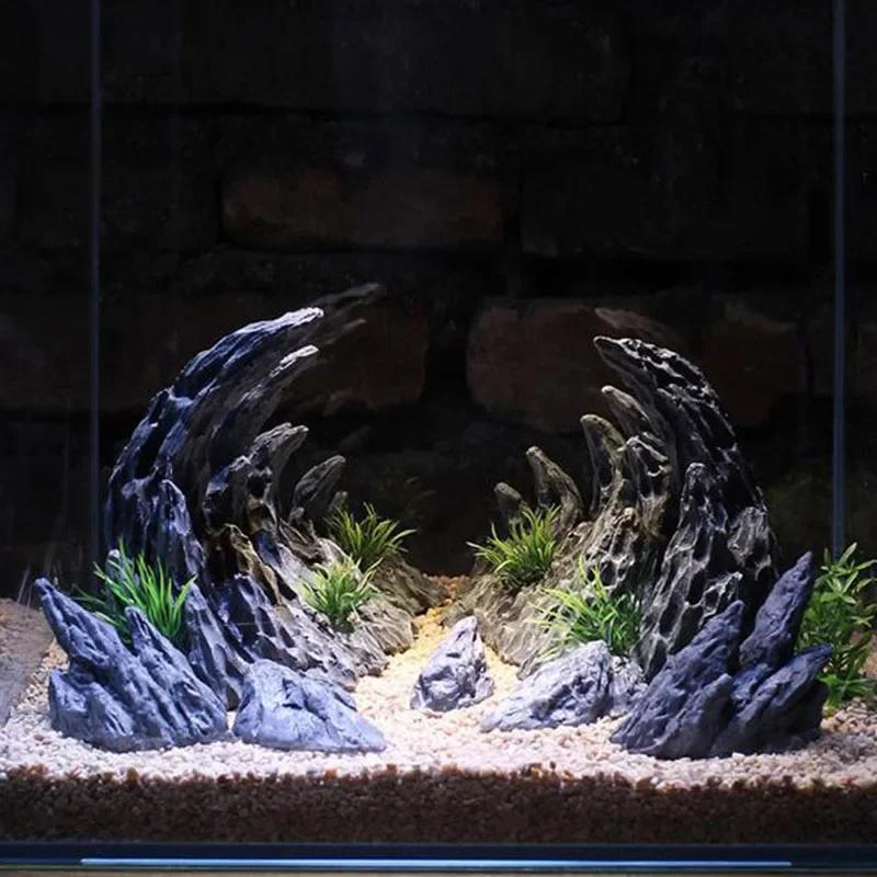 Décoration d'aquarium en résine, simulation de canyon, roches d'acario pour décoration de poissons d