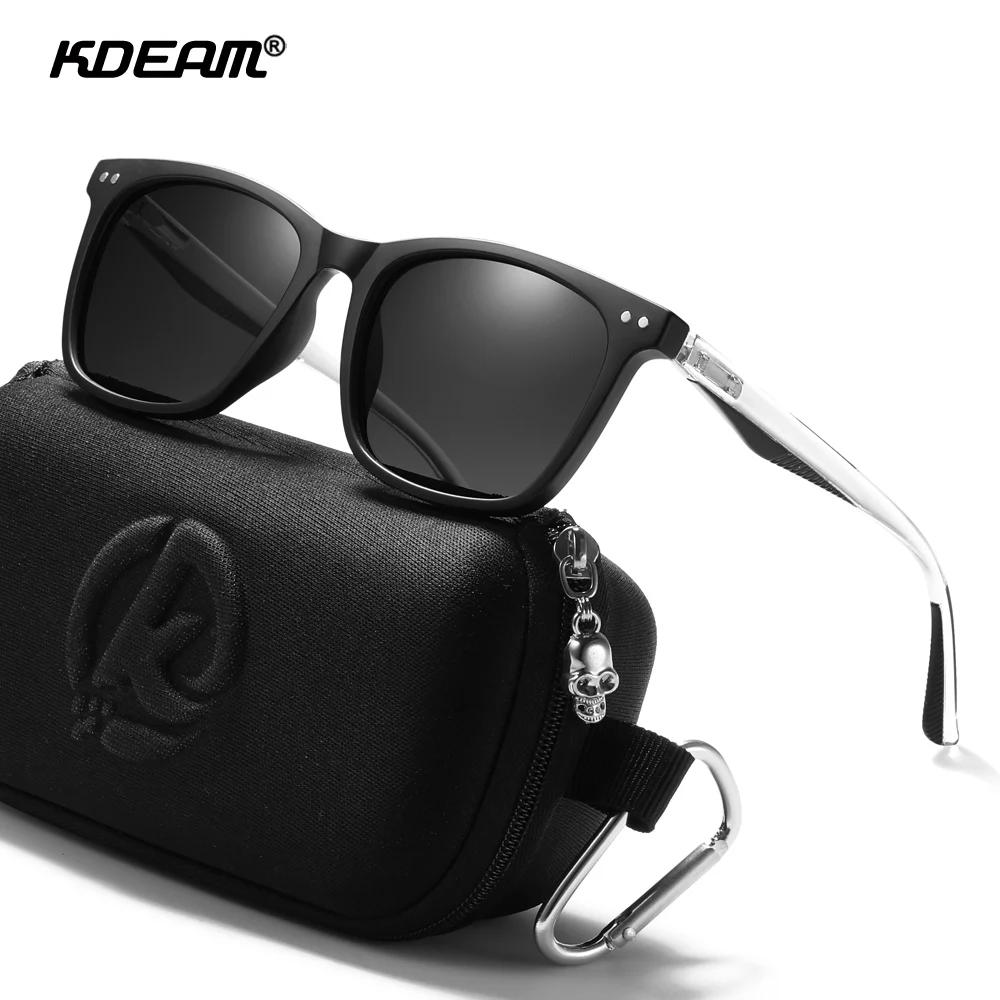 KDEAM-Lunettes de soleil avec verres polarisés pour homme, monture carrée en matériau TR90, charnièr