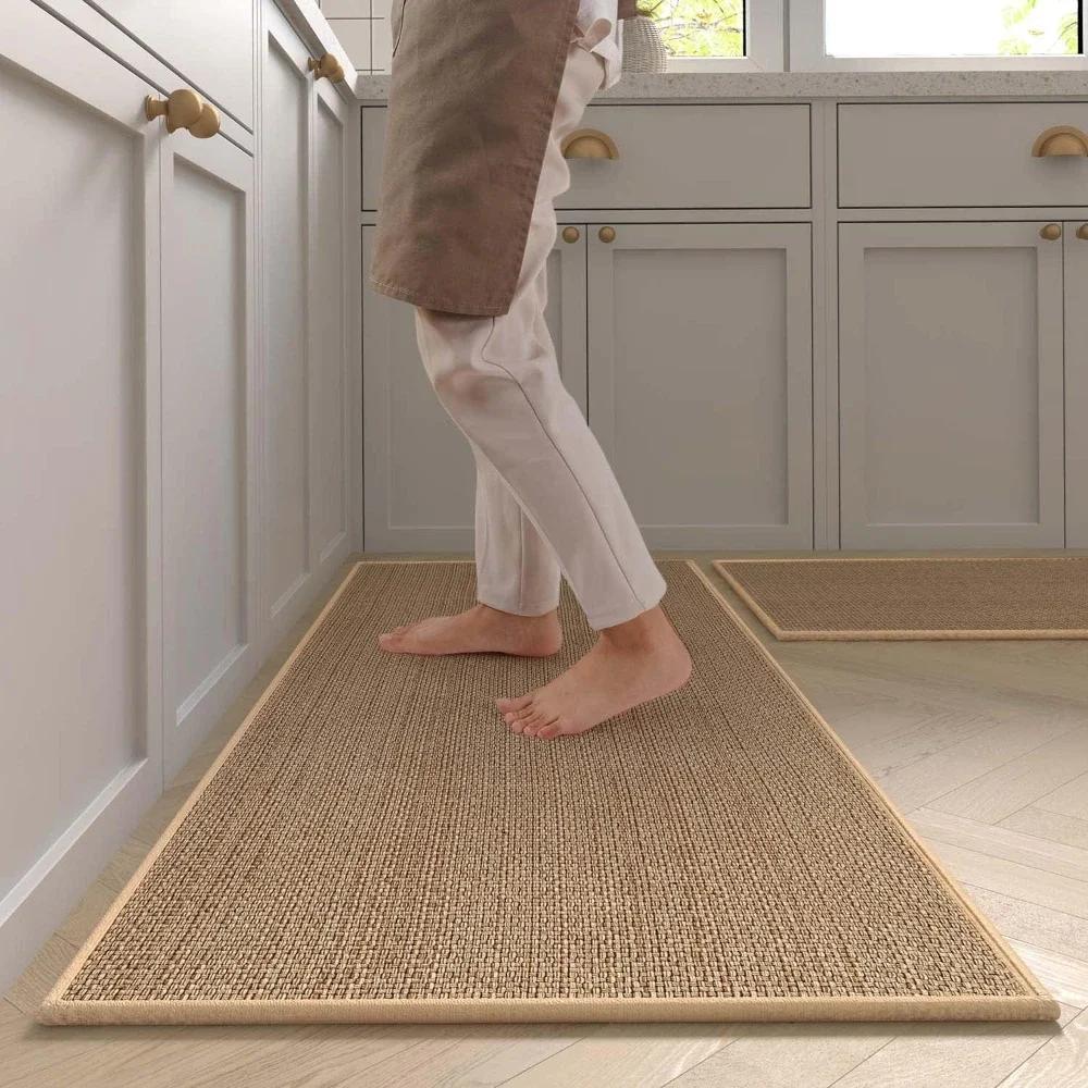 Tapis de cuisine antidérapant lavable, tapis de course en Faux Sisal, tapis de cuisine en Faux tissu