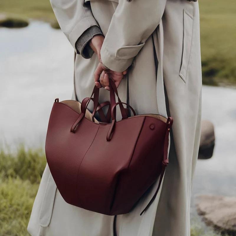 Nouveau sac fourre-tout en cuir grande taille pour femmes, sac à main Niche féminine, sac à bandouli