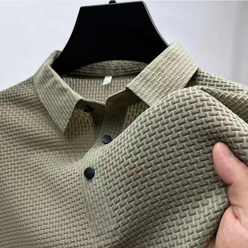 Polo décontracté à manches courtes pour hommes, chemise d'affaires, haut polyvalent, respirant, conf