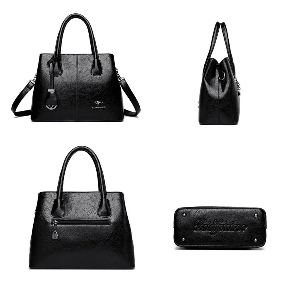 Sacs à main en cuir souple de marque authentique pour femmes, grands sacs fourre-tout, sacs à bandou