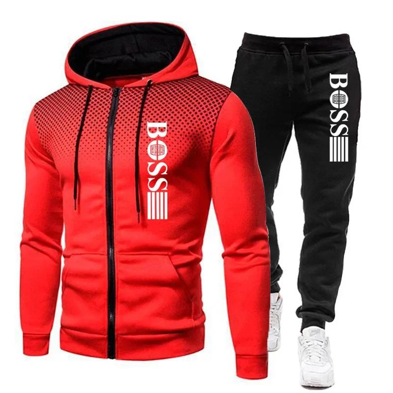 2025 nouveau sweat à capuche zippé pour hommes + ensemble pantalon décontracté pour l'automne et l'h