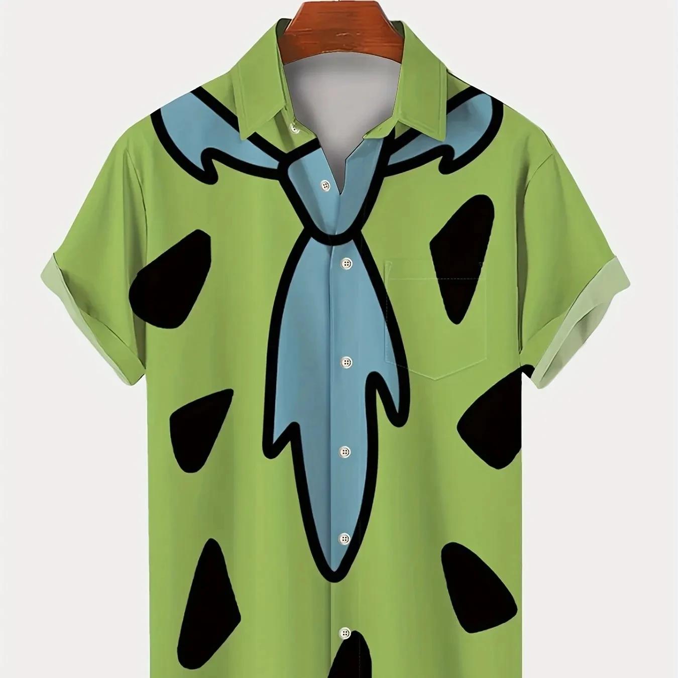 Chemise hawaïenne graphique géométrique pour hommes, chemise boutonnée, streetwear d'été, vêtements