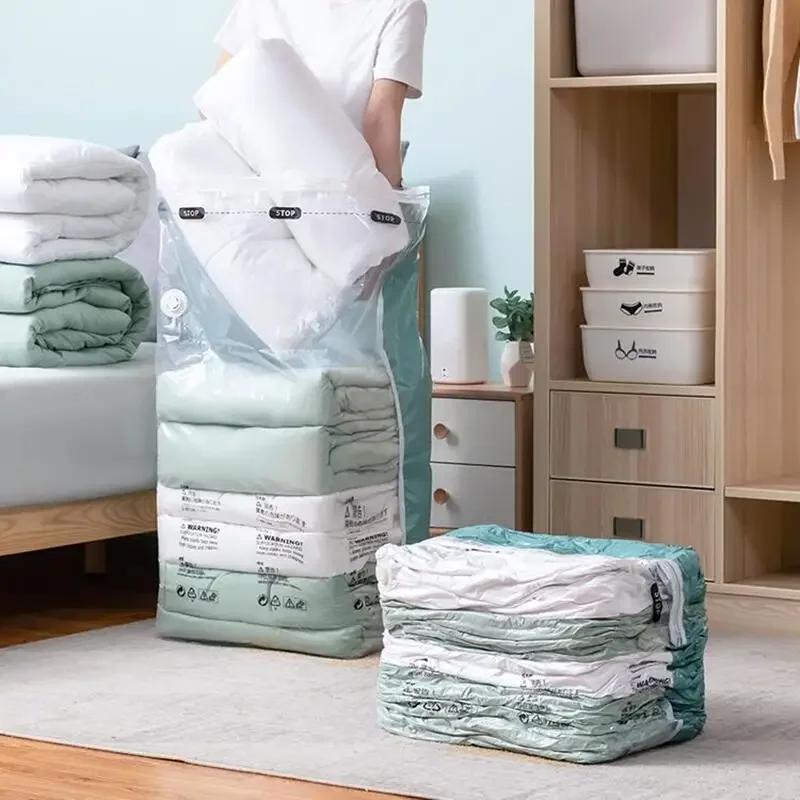 Grands sacs de rangement en plastique, lot de 3 à 5 pièces, sans pompe, sous vide, pour ranger les v