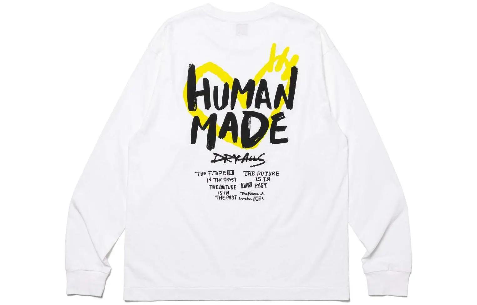 T-shirt à manches longues à col rond avec impression au dos HUMAN MADE SS24, sweat-shirt unisexe en