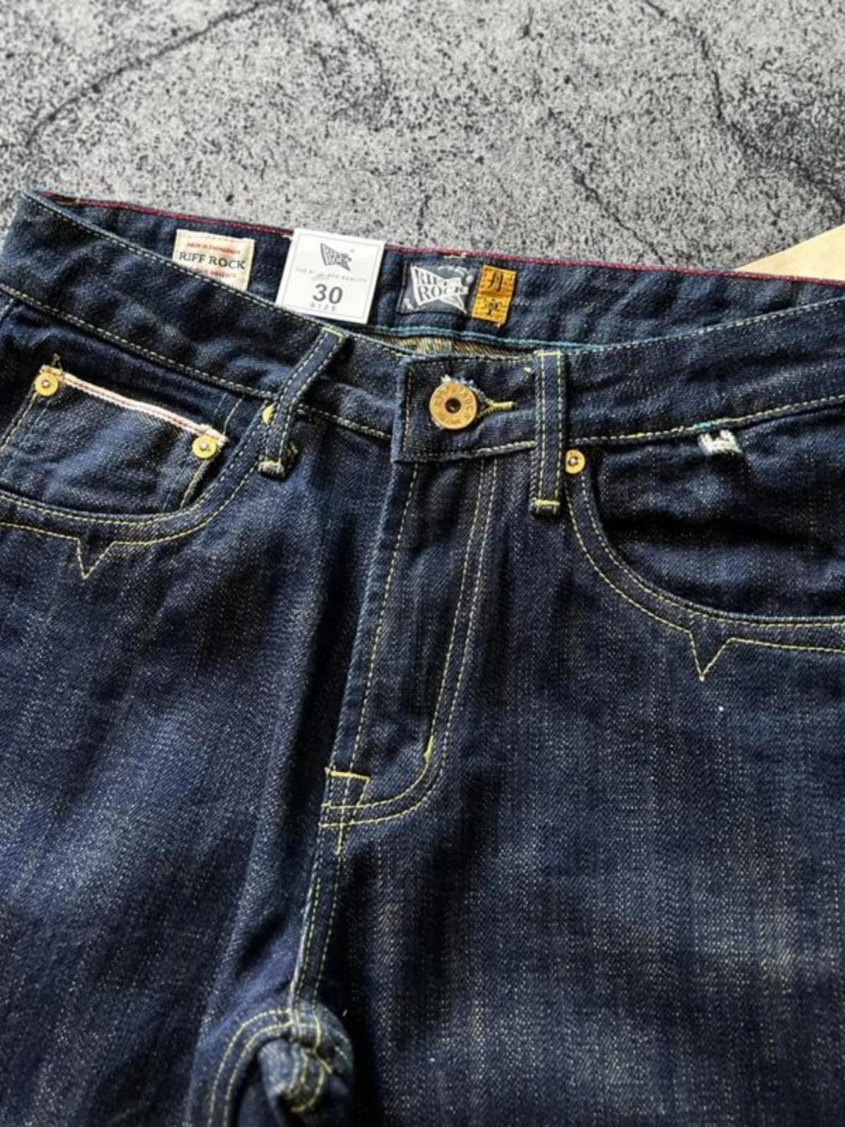 Jean Délavé en Denim Indigo pour Homme, Pantalon Droit Décontracté, Vintage Américain, 100% Coton, S