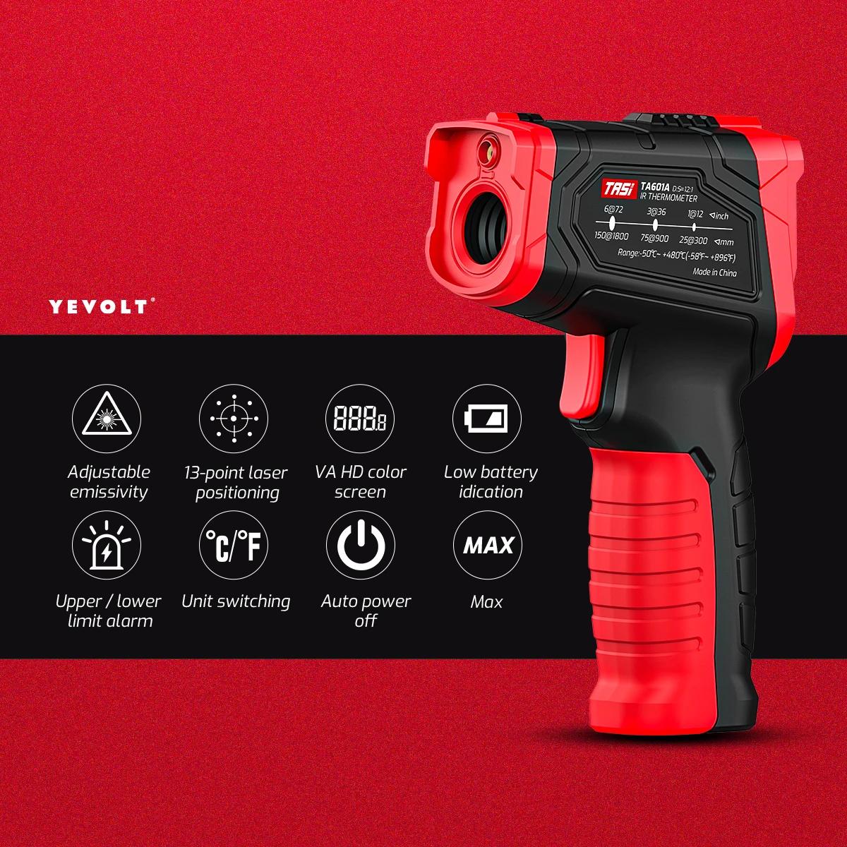 YEVOLT TA601 série thermomètre infrarouge numérique portable sans Contact IR Laser température therm