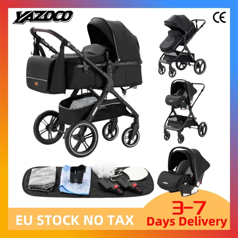 Système de poussette 3 en 1, poussette bébé pliable et légère, poignée réglable, cadre en aluminium