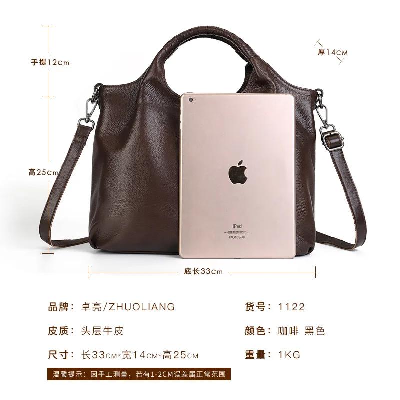Sac fourre-tout Vintage en cuir véritable pour femmes, fourre-tout de bonne qualité, grand sac à ban
