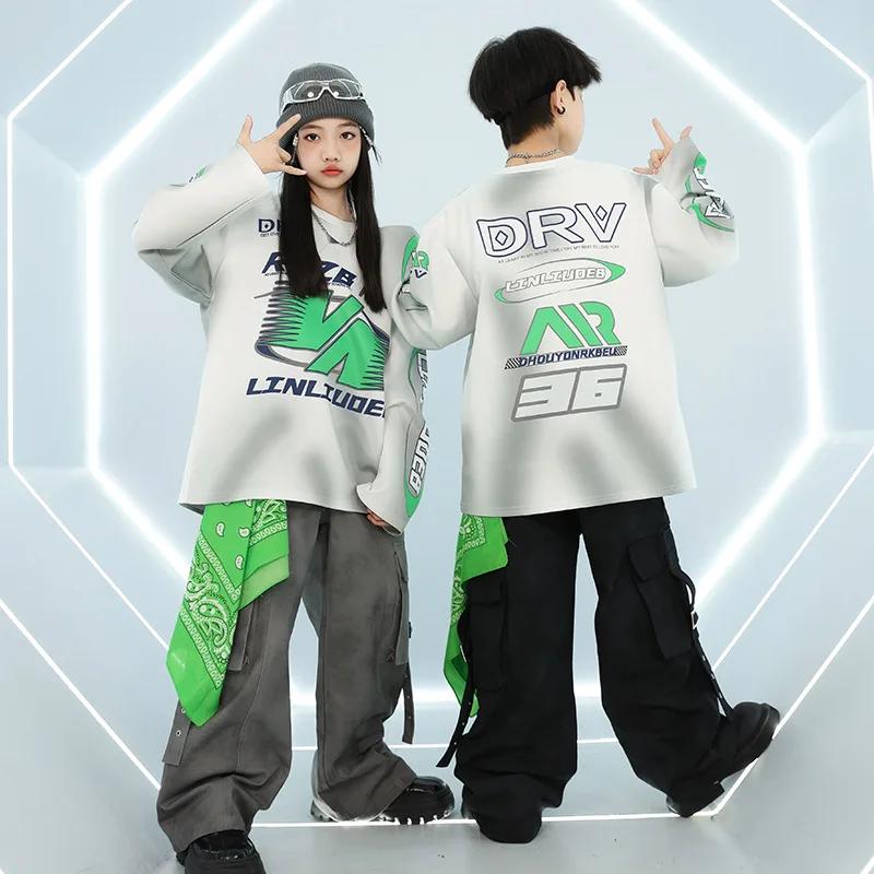 Costume de danse Hip Hop Jazz pour garçons et filles, haut à manches longues, tenue de pantalon, pra