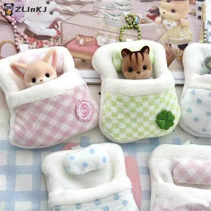 ▶ Lit de poupée trèfle à quatre feuilles en peluche, 1 pièce, 8x6x1CM, sac de couchage doux, Mini dé