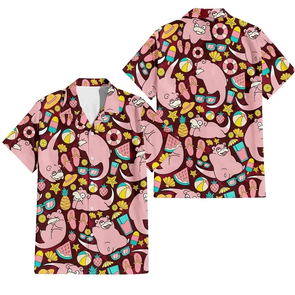 T-shirt hawaïen pour hommes 3D amusant dessin animé imprimé animal hommes été plage ample surdimensi