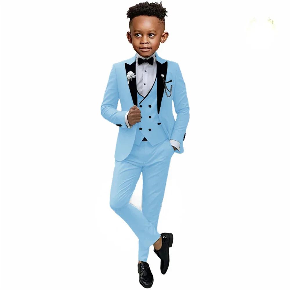 Costumes formels pour garçons de 2 à 16 ans, veste de mariage avec pantalon, gilet, ensemble 3 pièce