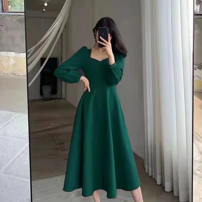 Manches longues bouffantes solide robe élégante femmes vêtements invité de mariage nouvel an femmes
