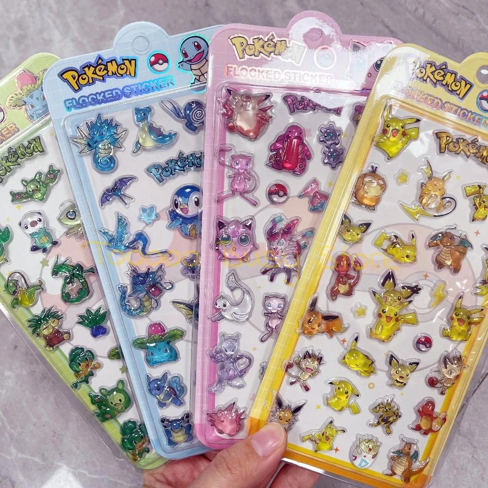 Autocollants 3D en résine Anime Pokemon mignons, autocollants en gelée Pikachu Kawaii, autocollants